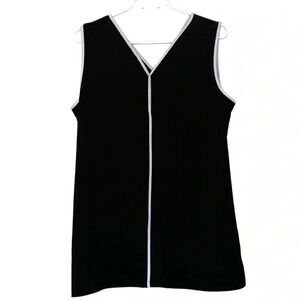 Anne Klein light weight black  tunic with white trim